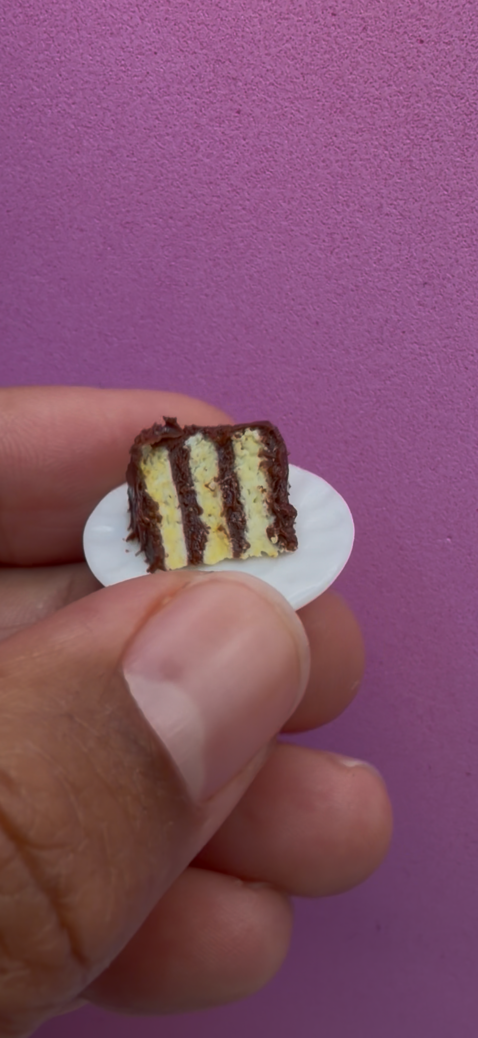 Miniature Chocolate Layer Cake Magnet  Handmade Polymer Clay