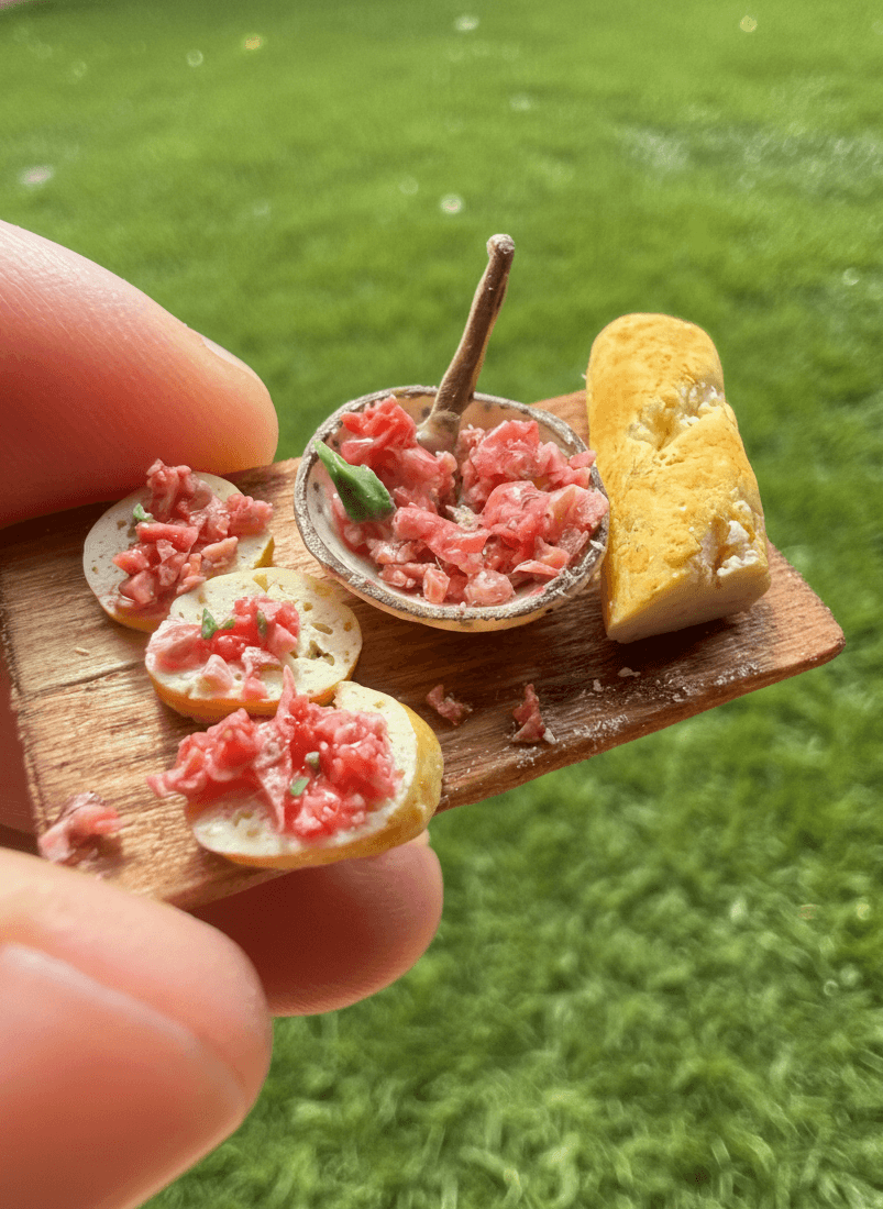 For the love of Bruschetta -  Miniature Bruschetta · Handmade Polymer Clay Dollhouse Set