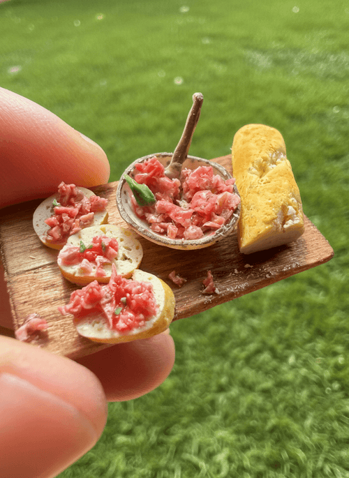 For the love of Bruschetta -  Miniature Bruschetta · Handmade Polymer Clay Dollhouse Set
