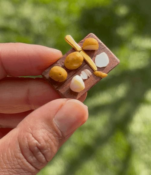 Peel Me A Potato - Miniature Potato Peeling Board -  Handmade Polymer Clay Set