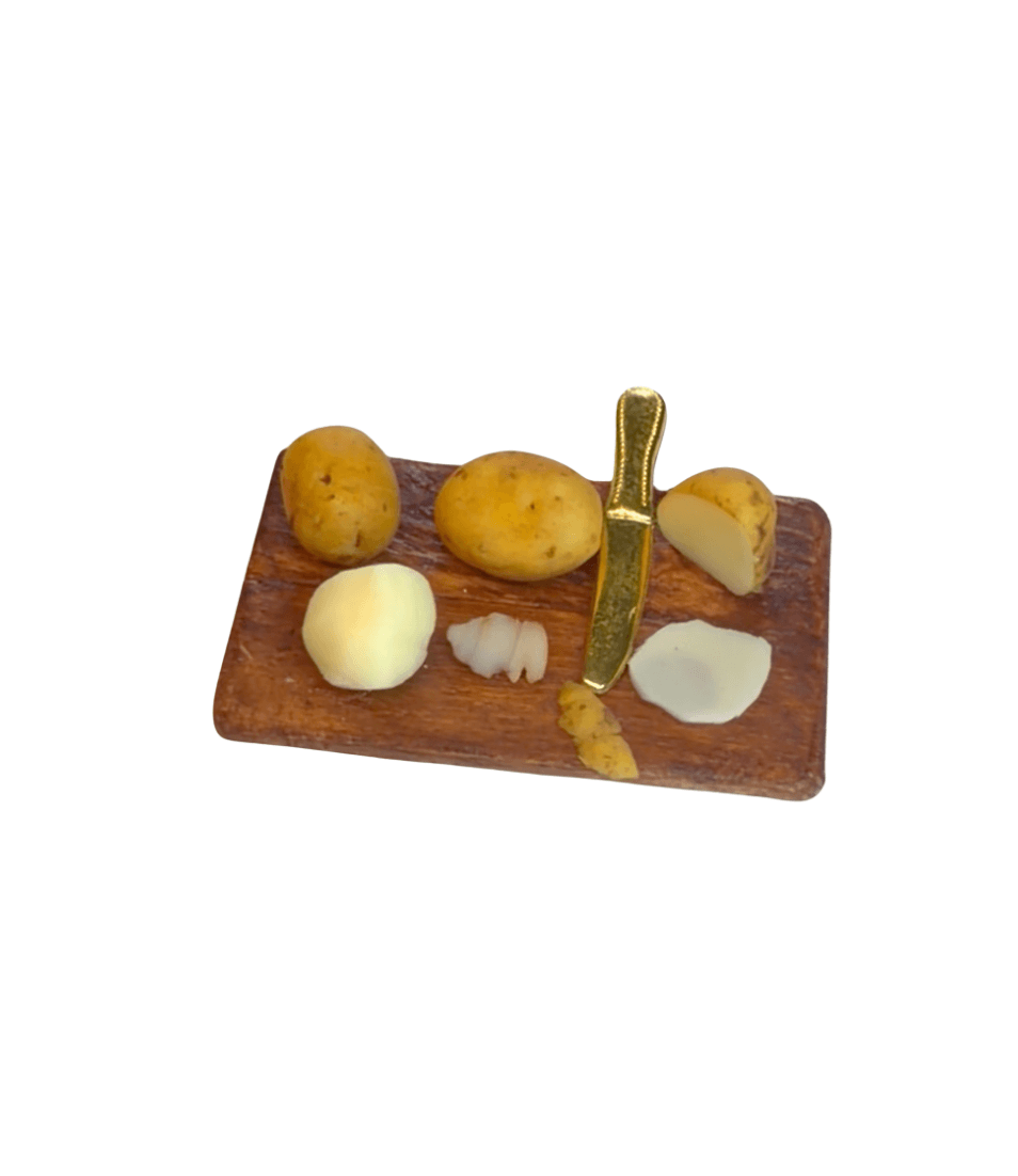 Peel Me A Potato - Miniature Potato Peeling Board -  Handmade Polymer Clay Set